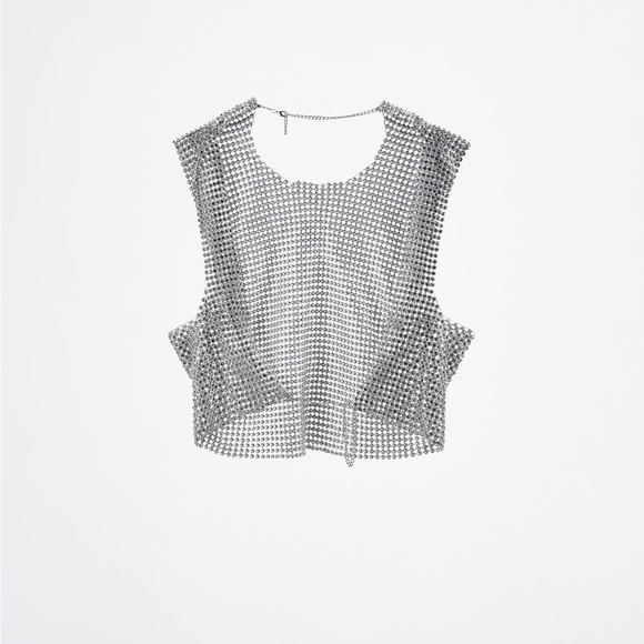 GORGEOUS ZARA NWT Open Back Rhinestone Top - Picture 10 of 14